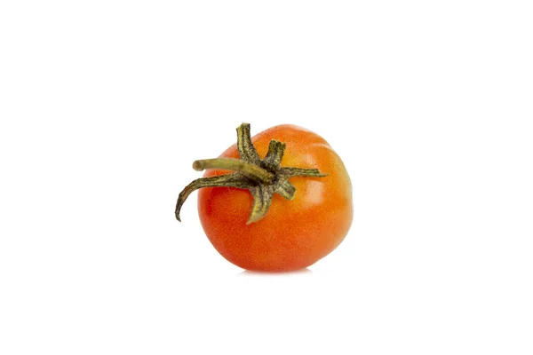 Mały Niedojrzały Pomarańczowy Pomidor Wiśniowy Witaminy Zdrowie Natury Izolacja Białym — Zdjęcie stockowe