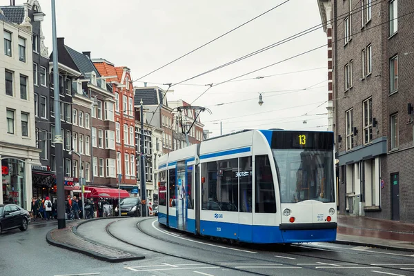 Tram Moderne Dans Centre Ville Amsterdam Pays Bas 2019 — Photo