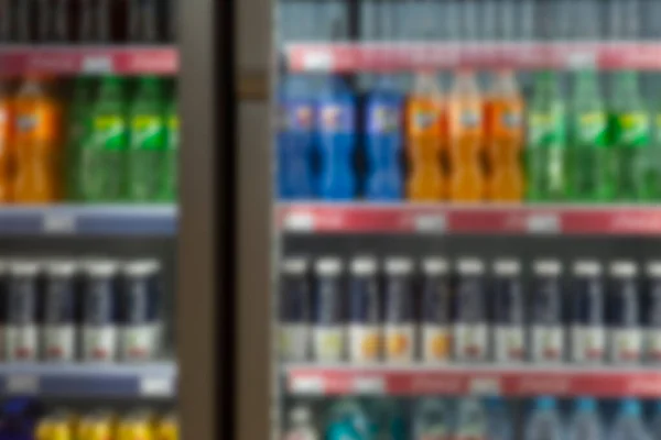 Drankjes Koelkast Winkel Wazig Vooraanzicht — Stockfoto