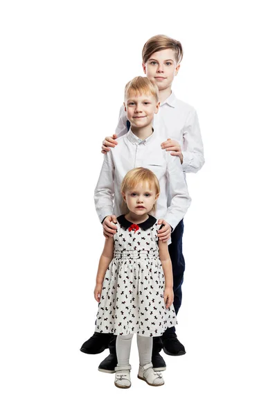 Two Brothers Sister Stand Each Other Love Tenderness Family Relationships — Stock Photo, Image