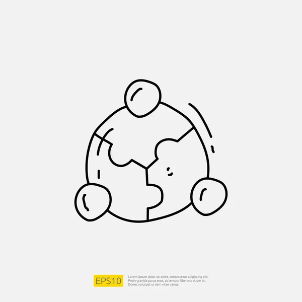 Partenaire Affaires Travail Équipe Concept Illustration Icône Gribouille — Image vectorielle