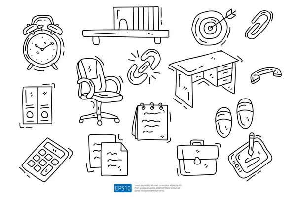 Work Home Freelancer Concept Doodle Icon Illustration Set — стоковый вектор