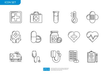 Medical and Health icon set. thin line stroke style