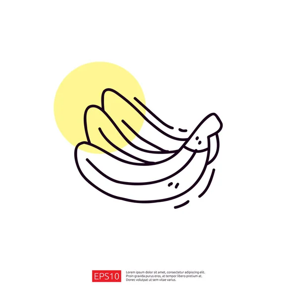 Banana Frutta Doodle Linea Icona — Vettoriale Stock