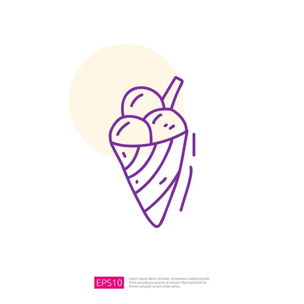 Cone Ice Cream Doodle Icon — Stock Vector