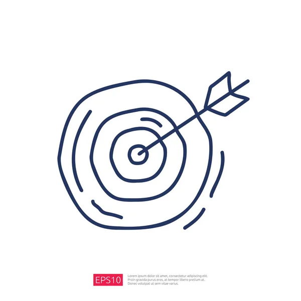 Tiro Con Arco Business Target Doodle Icon — Vettoriale Stock