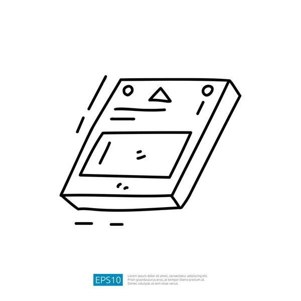 Game Cartridge Old Game Consoles Doodle Icon — Stockvektor