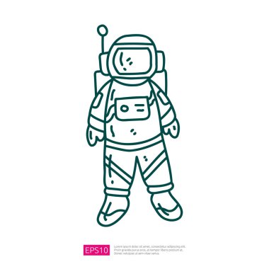 El Çizimi Astronot Doodle simgesi