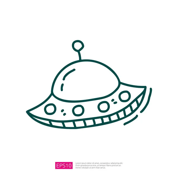 Ufo Space Ship Doodle Ikone — Stockvektor