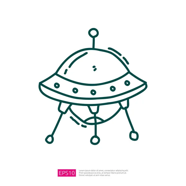 Ufo Space Ship Doodle Icon — ストックベクタ