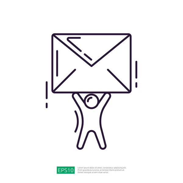 Man Hold Mail Icon Illustration — Vector de stock