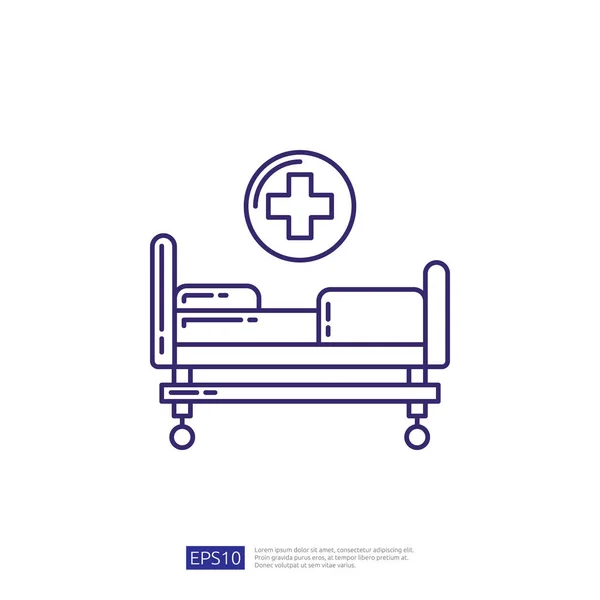 Krankenhaus Bett Vektor Linie Symbol — Stockvektor