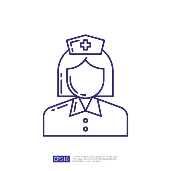 Doctor Nurse Vector Line Icon — Stockový vektor