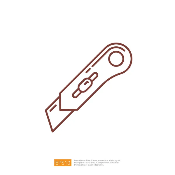 Cutter Knife Vector Line Icon — Vettoriale Stock