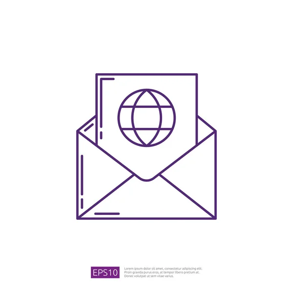 Internet Mail Marketing Line Icon — Vector de stock