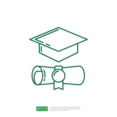 Mezuniyet Şapkası. Eğitim Satırı Simgesi