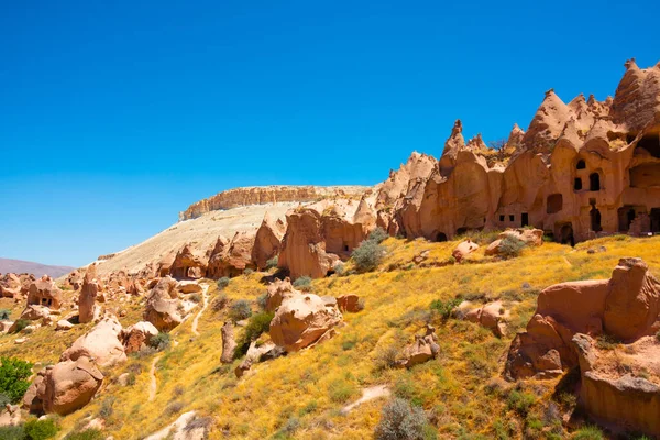 Zelve Skansen Cappadocia Turcji Kominy Wróżki Kapadocji Zabytki Historyczne Miejsca — Zdjęcie stockowe