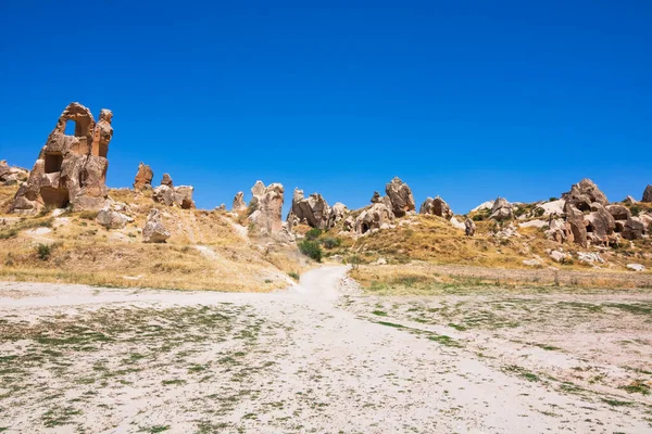Sprookjes Schoorstenen Rond Goreme Stad Cappadocia Turkije Peri Bacalari Het — Stockfoto