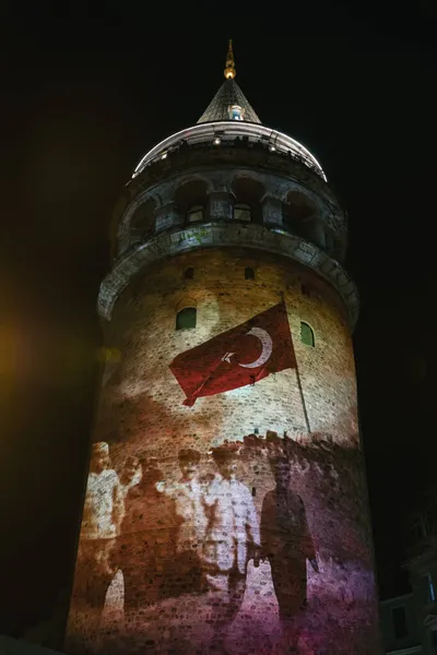 Projection Mapping Show Auf Dem Galata Tower Galata Tower Videomapping — Stockfoto