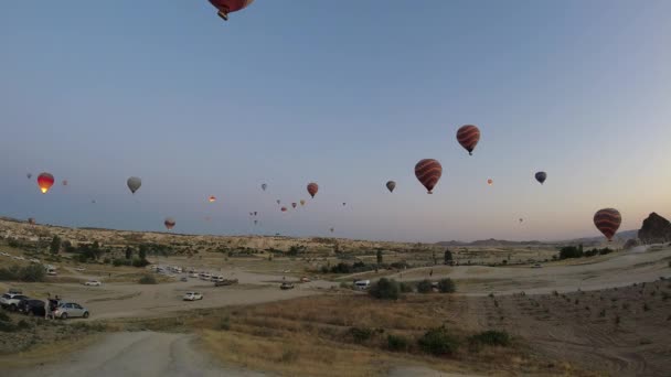 Cappadocia Pozadí Čas Výpadek Videa Horkovzdušné Balónky Cappadocii Časová Prodleva — Stock video