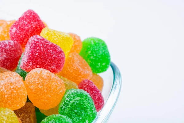 Şekerli Şekerler Kasenin Üzerinde Şeker Jöleli Şekerler Var Tabaktaki Tatlıları — Stok fotoğraf