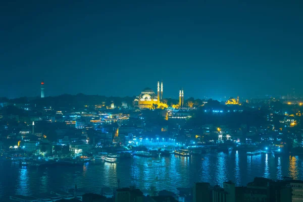 Ramadán Estambul Mezquita Suleymaniye Paisaje Urbano Estambul Por Noche Ramadán — Foto de Stock