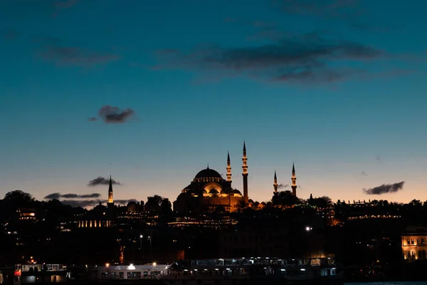 Ramadan Istanbul Mosquée Suleymaniye Coucher Soleil Avec Des Nuages Ramadan — Photo