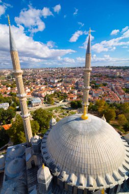 Selimiye Mosque. Selimiye Mosque and cityscape of Edirne from the minaret. Ramadan or islamic vertical story background photo.