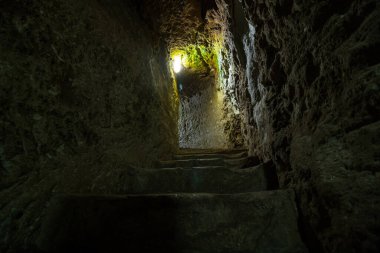 Derinkuyu underground city in Nevsehir Turkey. Noise effect included. Nevsehir Turkey - 6.30.2021