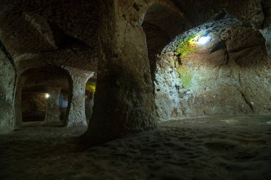 Derinkuyu underground city in Nevsehir Turkey. Noise effect included. Nevsehir Turkey - 6.30.2021