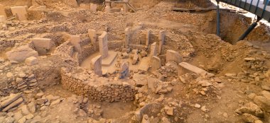 Gobeklitepe banner background photo. Historical places of Turkey. Travel to Turkey banner.