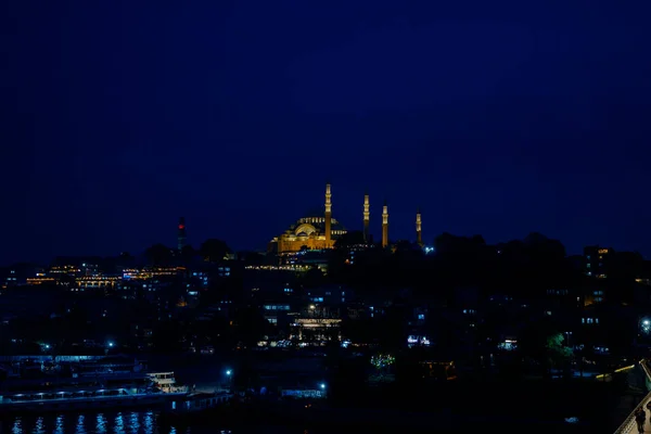 Τζαμί Σουλεϊμάν Φωτογραφία Φόντου Στην Κωνσταντινούπολη Ramadan Kandil Laylat Qadr — Φωτογραφία Αρχείου