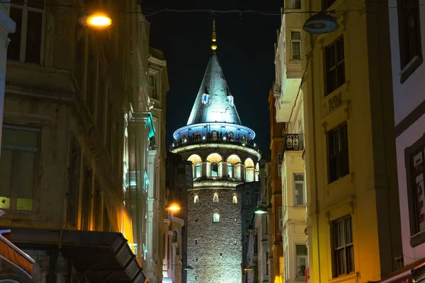 Galata Tower Istanbul Noční Fotografii Cestujte Turecka Včetně Šumového Efektu — Stock fotografie