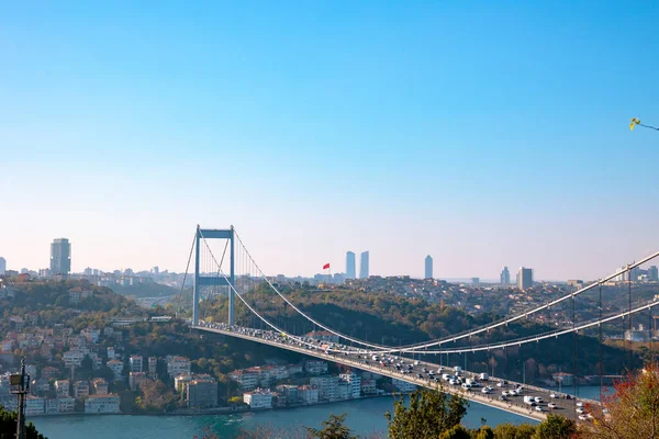 Fatih Sultan Mehmet Bridge Istanbul Background Photo Otagtepe Turkish Economy — Stock Photo, Image