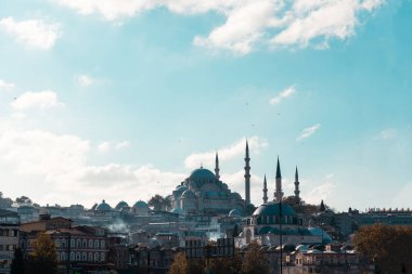 Cami arka planı. İstanbul 'da Süleyman ve Paşa Camii. Ramazan veya İslami arkaplan fotoğrafı.