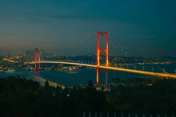 Istanbul Pont Bosphore Nuit Voyage Turquie Photo Fond Bruit Inclus — Photo