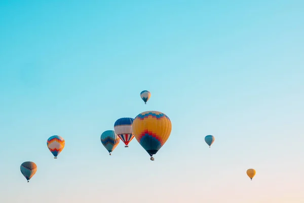 Balões Quente Viajar Para Capadócia Foto Fundo Efeito Ruído Incluído — Fotografia de Stock