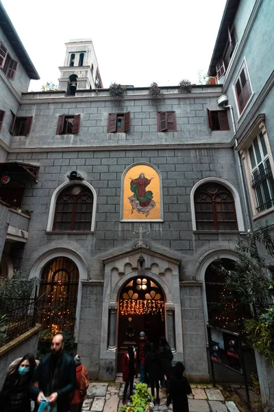 Kostel Marie Draperis Istanbulu Santa Maria Draperis Katolický Kostel Včetně — Stock fotografie