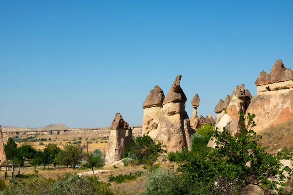 Pasabagi Cappadocië Reis Naar Turkije Achtergrond Foto Sprookjes Schoorstenen Hoodoos — Stockfoto