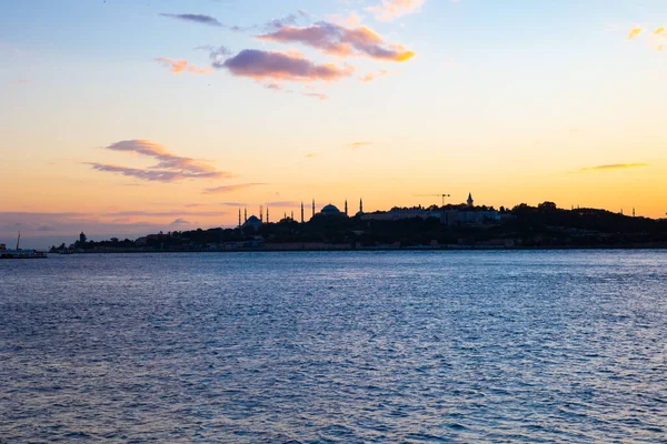 Estambul Silueta Península Histórica Estambul Atardecer Viaje Turquía Foto Fondo — Foto de Stock