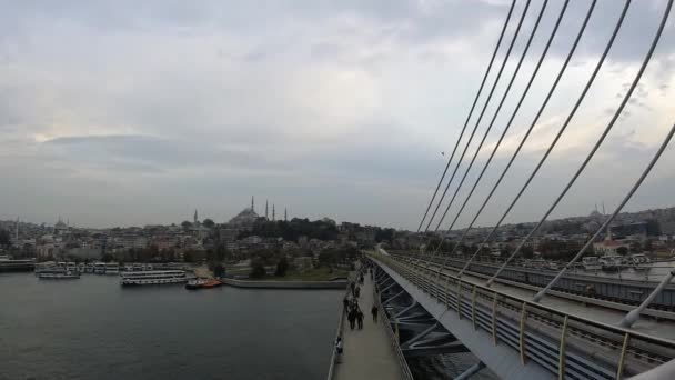 Istanbul Zeitraffer Aufnahmen Tag Und Nacht Von Der Halic Metrobrücke — Stockvideo