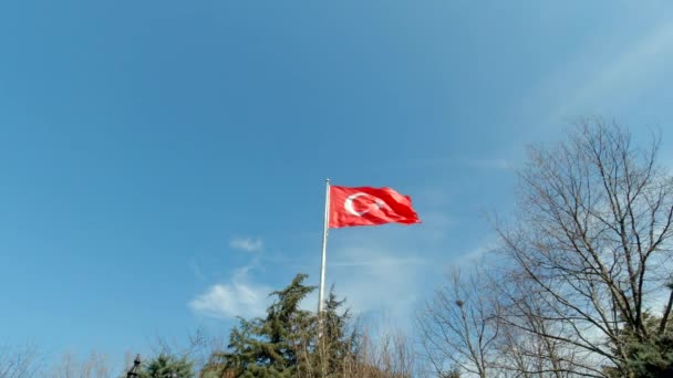 土耳其国旗或土耳其Bayragi挥动 土耳其国庆背景视频 4月23日或5月19日或8月30日或10月29日 — 图库视频影像