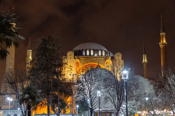 Photo Fond Islamique Hagia Sophia Nuit Hiver Voyage Turquie Photo — Photo