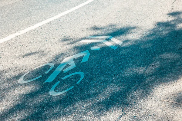 Bicicleta Sinal Estrada Símbolo Estrada Bicicleta Com Seta Asfalto Estilo — Fotografia de Stock