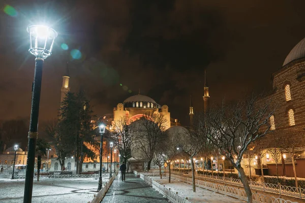 Hagia Sophia Hiver Ayasofya Hagia Sophia Nuit Hiver Istanbul Photo — Photo