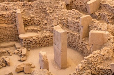 Şanlıurfa Göbeklitepe arkeolojik alanı. Türkiye 'ye seyahat arkaplan fotoğrafı.