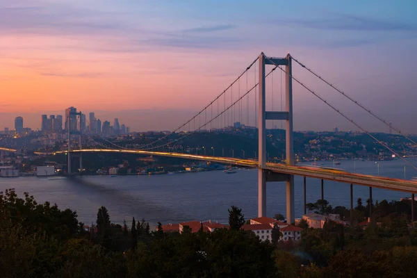 Istanbul Photo Fond Pont Bosphore Coucher Soleil Voyage Turquie Bruit — Photo
