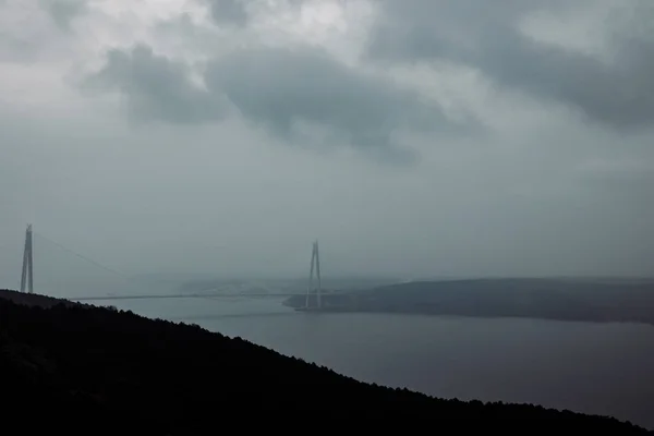 Istanbul Straat Zwarte Zee Yavuz Sultan Selim Bridge Bij Slecht — Stockfoto