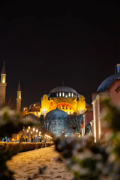 Hagia Sophia Ayasofya Noite Inverno Viaje Para Istambul Foto Fundo — Fotografia de Stock