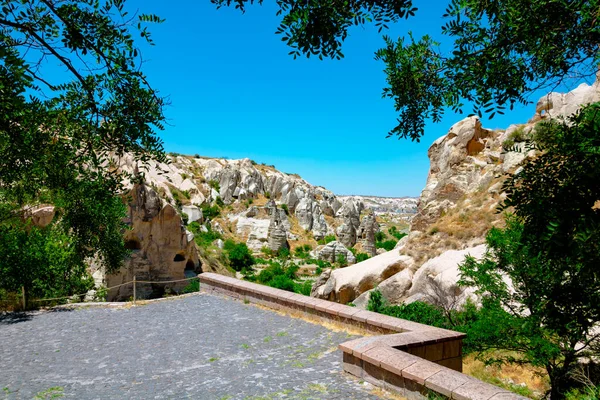 Goreme Szabadtéri Múzeum Kilátás Nyáron Cappadocia Törökország Utazás Törökország Háttér — Stock Fotó